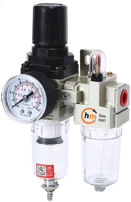 FRL 1/4 Inch Pneumatic Filter Regulator Lubricator [No Guard] Test Indicator