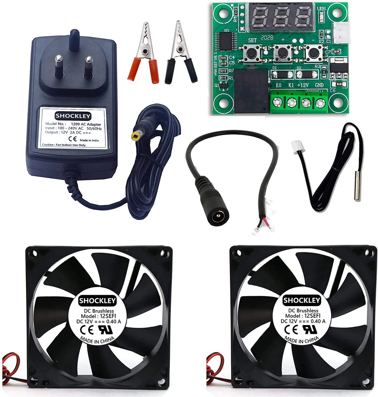 indous W1209 Temperature Detector module with dc 12v fan and crocodile clip and dc jack Test Indicator-picture-11