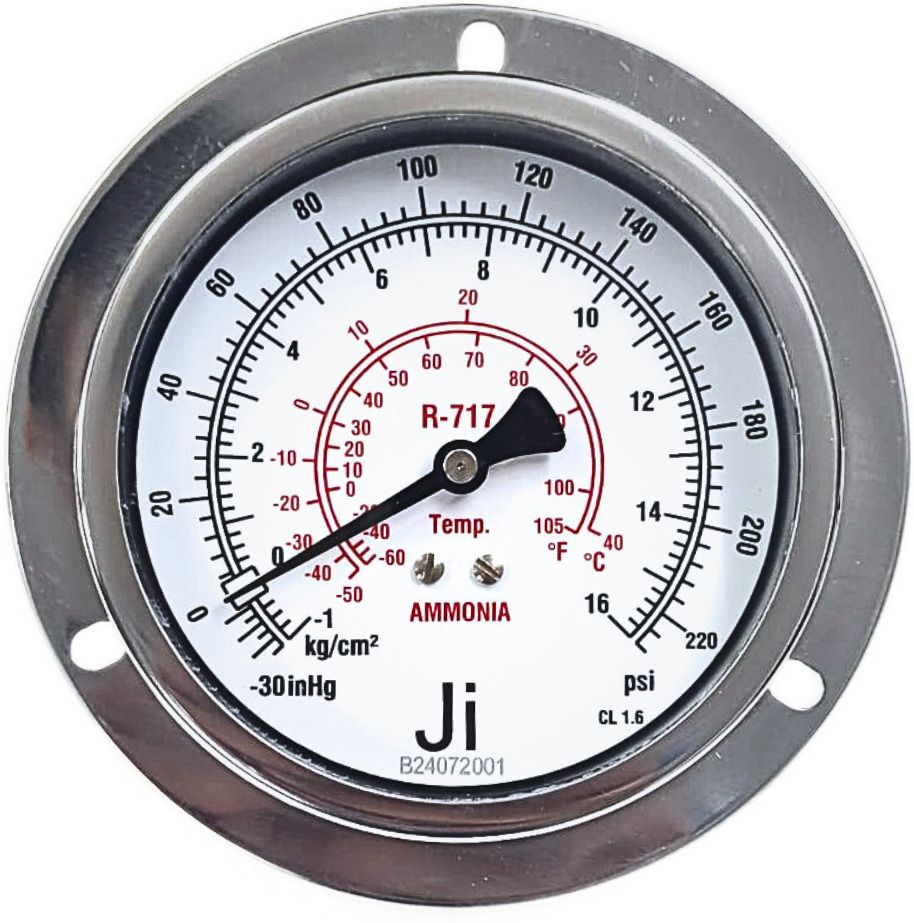 japsin instrumentation Ammonia Gauge, 100 mm Dial, -1 to 16 Kg/cm2 / -30 inHg to 225 PSI, 3/8 BSP ( M ) Dial Indicator-picture-12