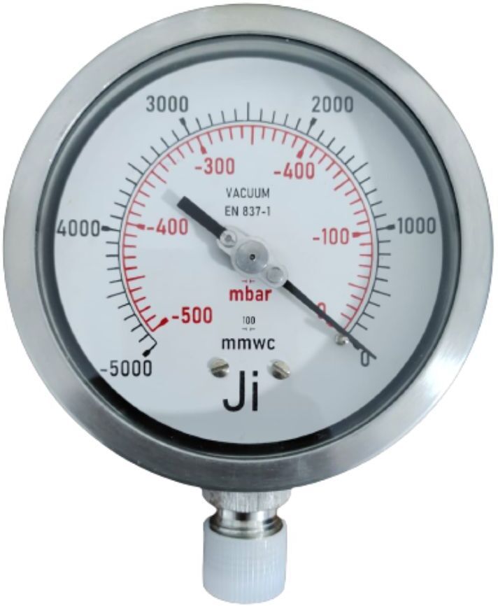 Capsule Vacuum Gauge, 4" Dial, -5000 mmWc to 0, Bottom Entry, SS Body Dial Indicator-image-32