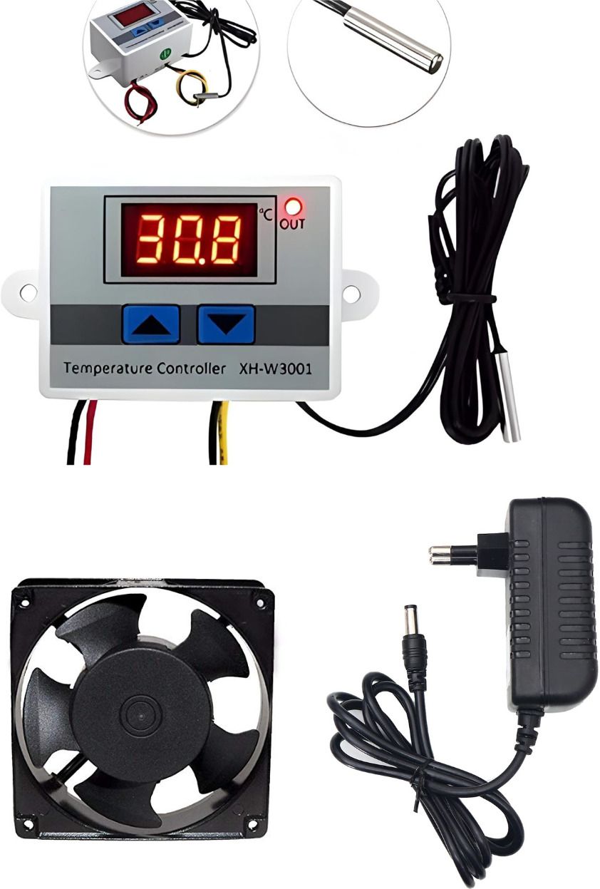 indous 12V XHW3001 Temperature Controller 3 Inch (80mm) DC Fan 12V Power Adapter Test Indicator-picture-12