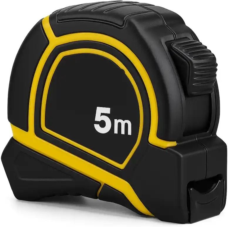 Auto Lock Measuring Tape with Steel Blade, Non-Slip TPR Grip, Clear Marking, ABS Measurement Tape