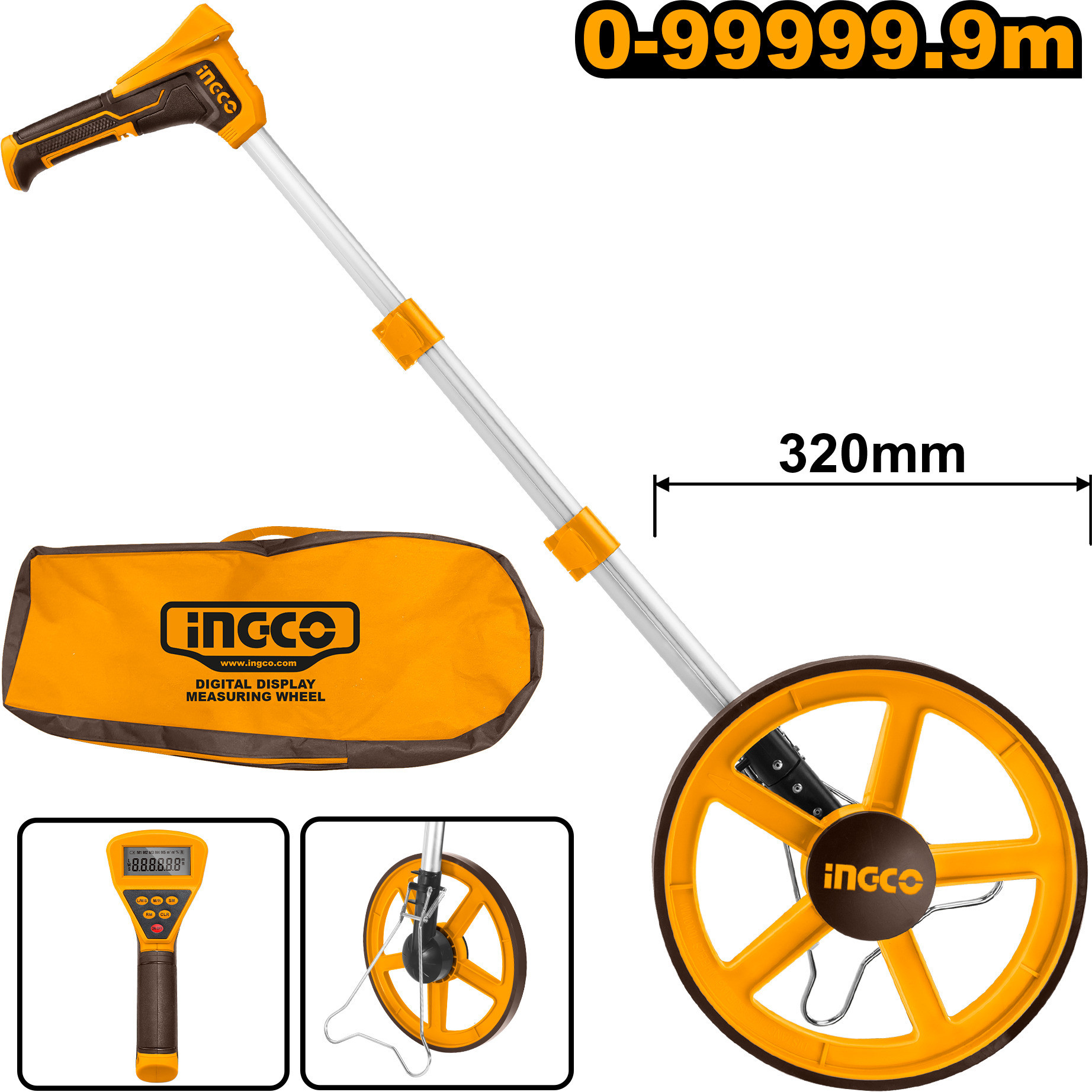 ingco Digital Display Measuring Wheel HDMW23 Multiple Unit Measuring Wheel image 1