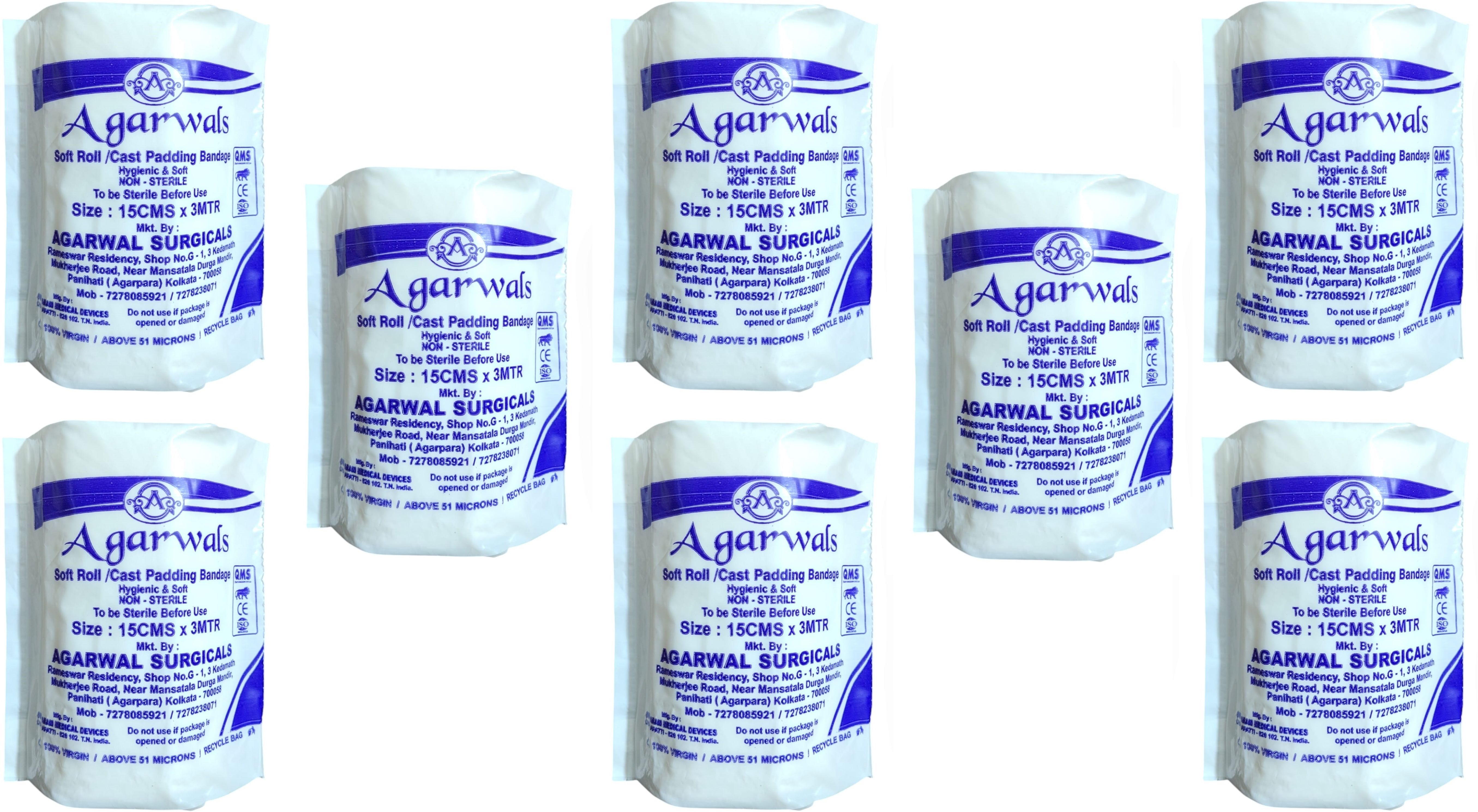 agarwals Soft Roll Orthopaedic Cast Padding Absorbent Cotton Bandage 15cmx3mtr(Pack of 8) Interactive dressings Medical Dressing-picture-26