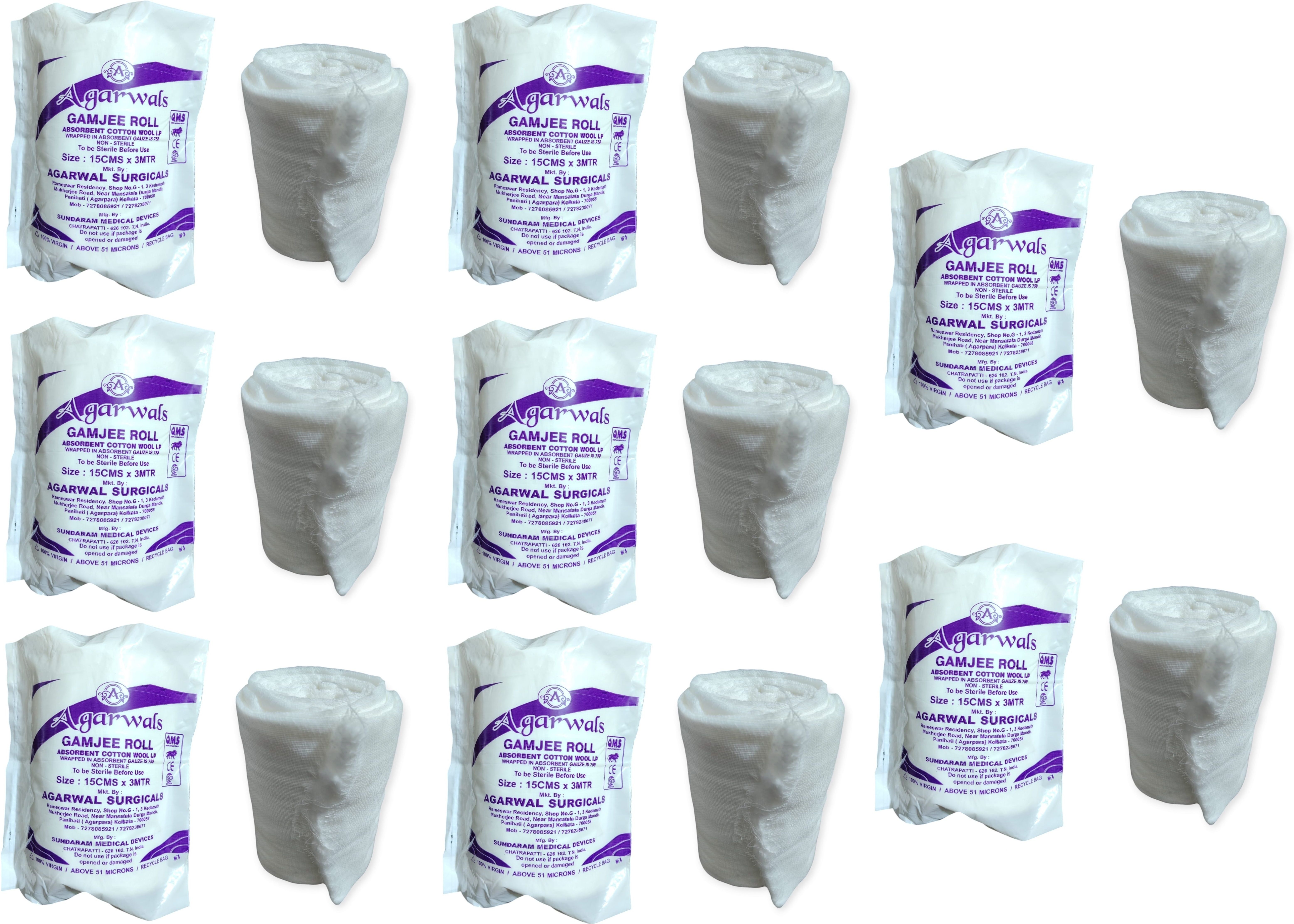 agarwals Gamjee Roll Post Operation Absorbent Cotton Wool 15cm x 3mtr(Pack of 8) Interactive dressings Medical Dressing-picture-21