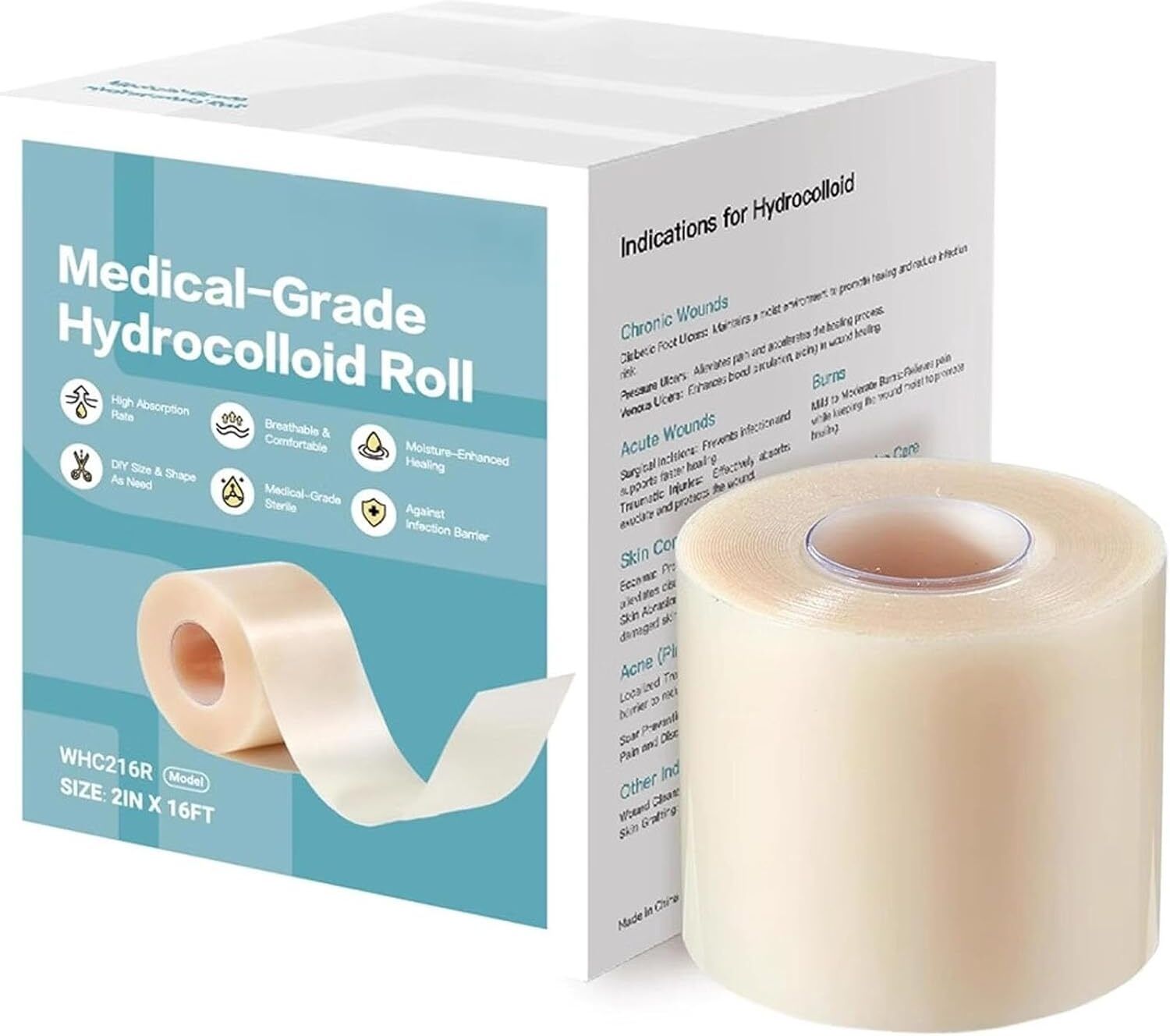 Hydrocolloid Wound Care Patch Roll Skin Friendly Adhesive Tape Hydrocolloid Medical Dressing-image-33