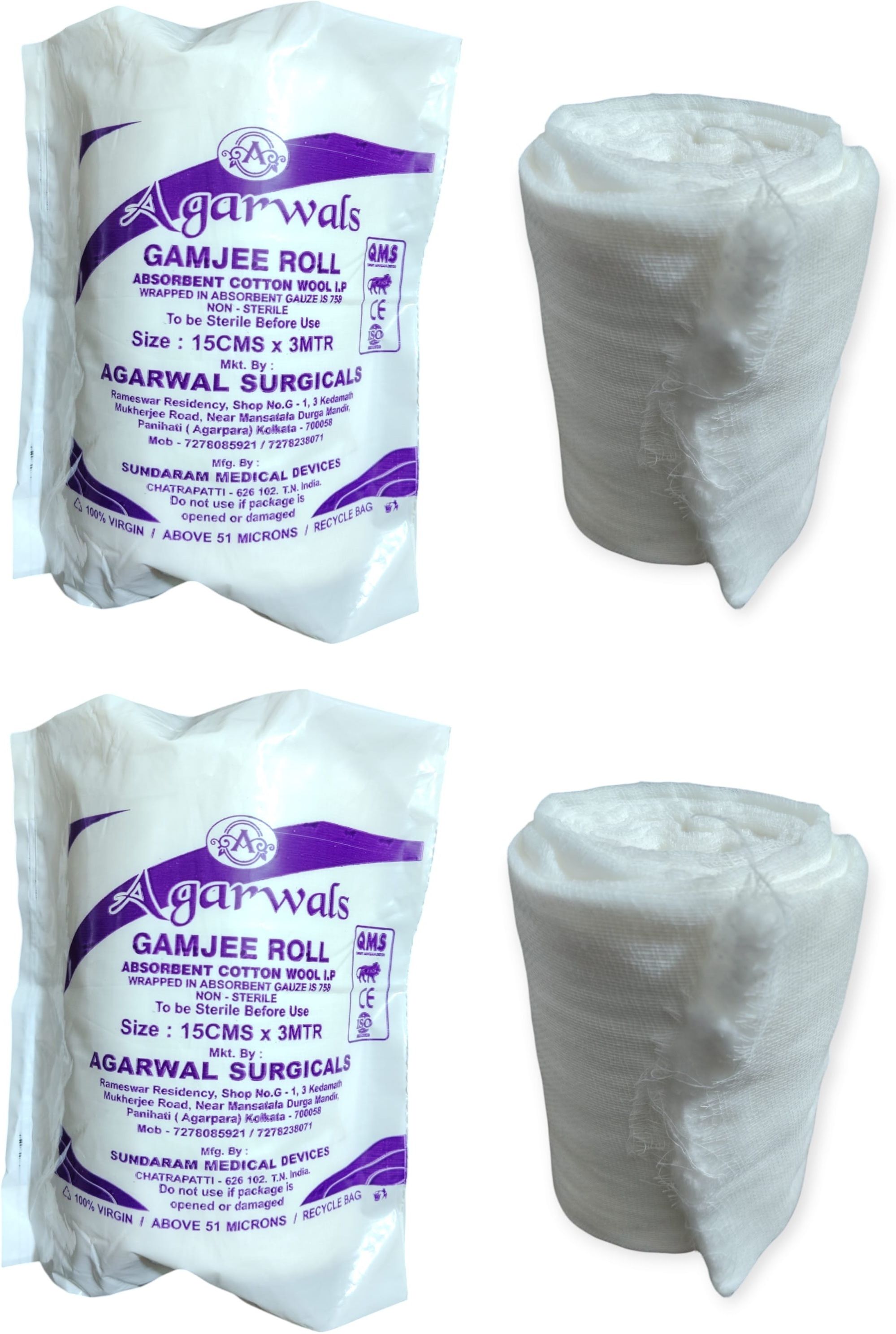 Gamjee Roll Post Operation Absorbent Cotton Wool 15cm x 3mtr(Pack of 2) Interactive dressings Medical Dressing