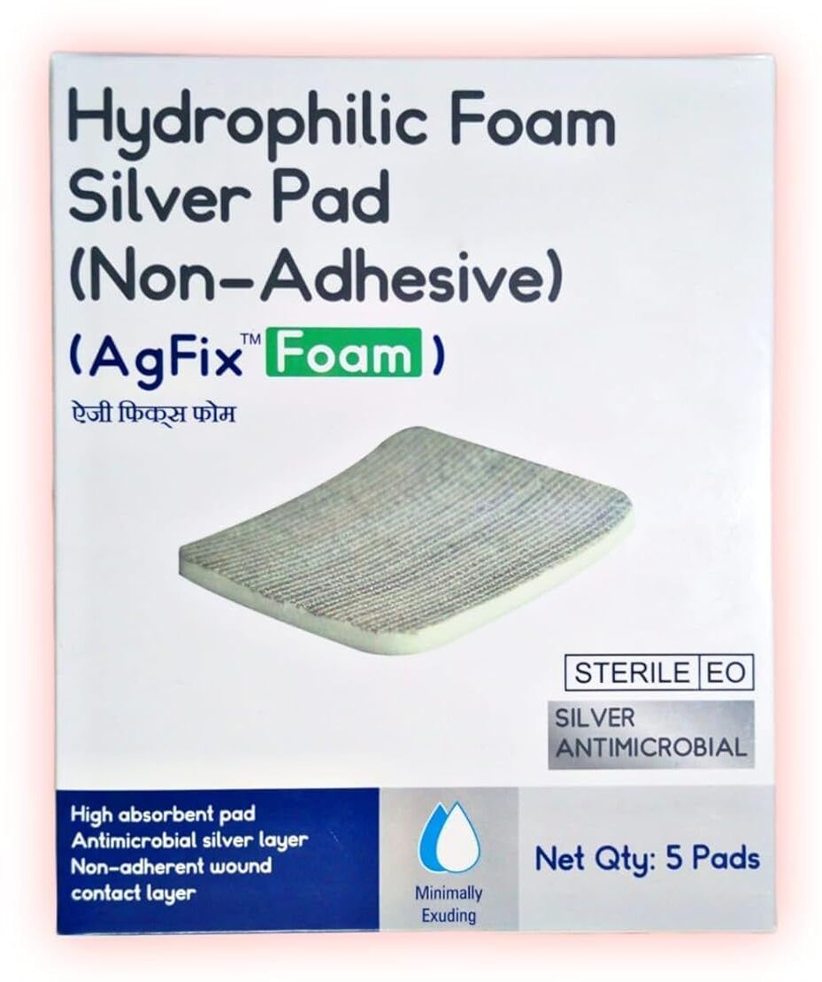 agfix Foam Silver Dressing Wound Dressing Pads, Pack of 5 (10cm x 10cm) Foams Medical Dressing-picture-11