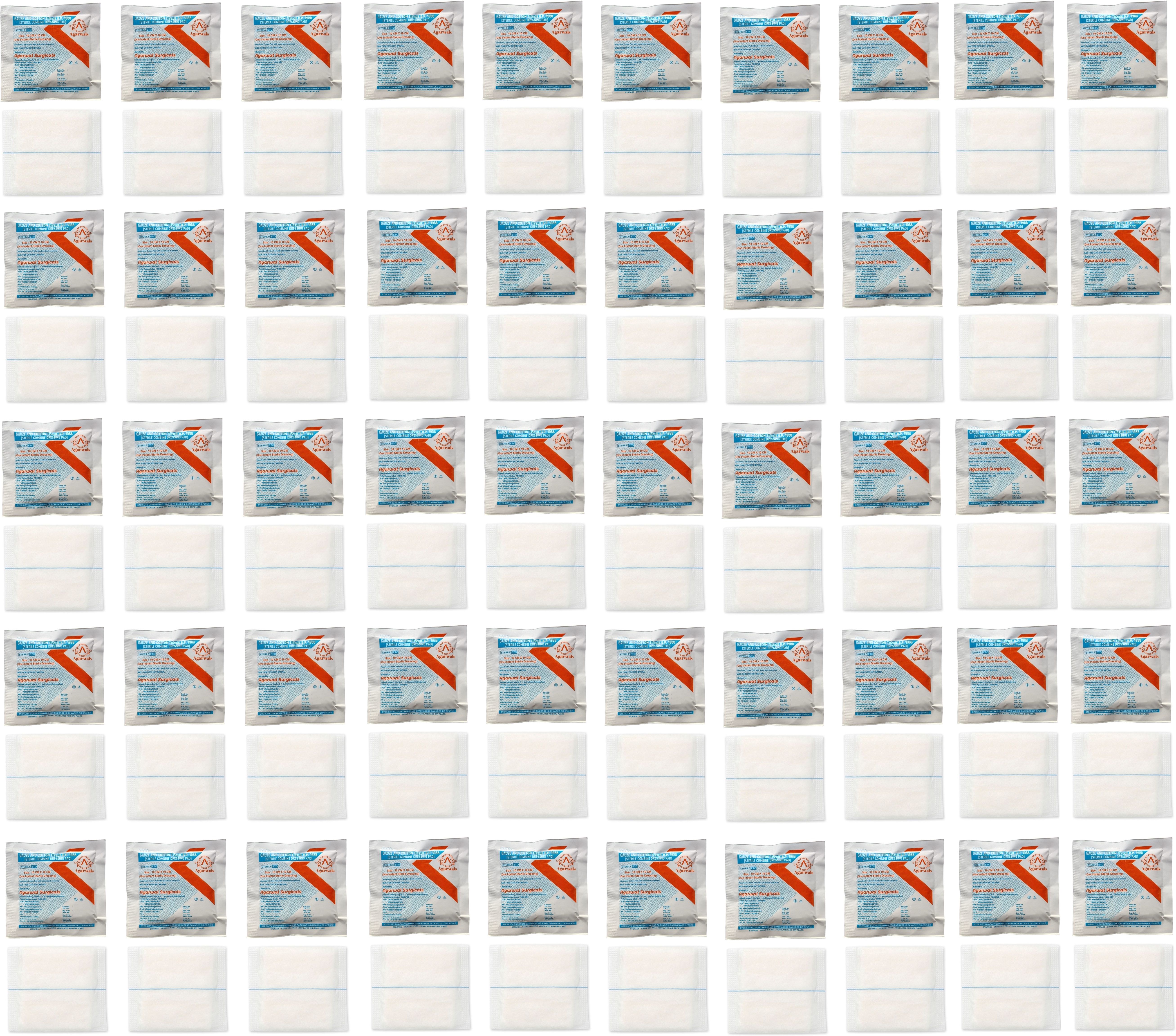 agarwals Gauze & Cotton Tissue Sterile Combine Dressing Surgical Pad 10CMx10CM(50 PCS) Interactive dressings Medical Dressing-picture-19