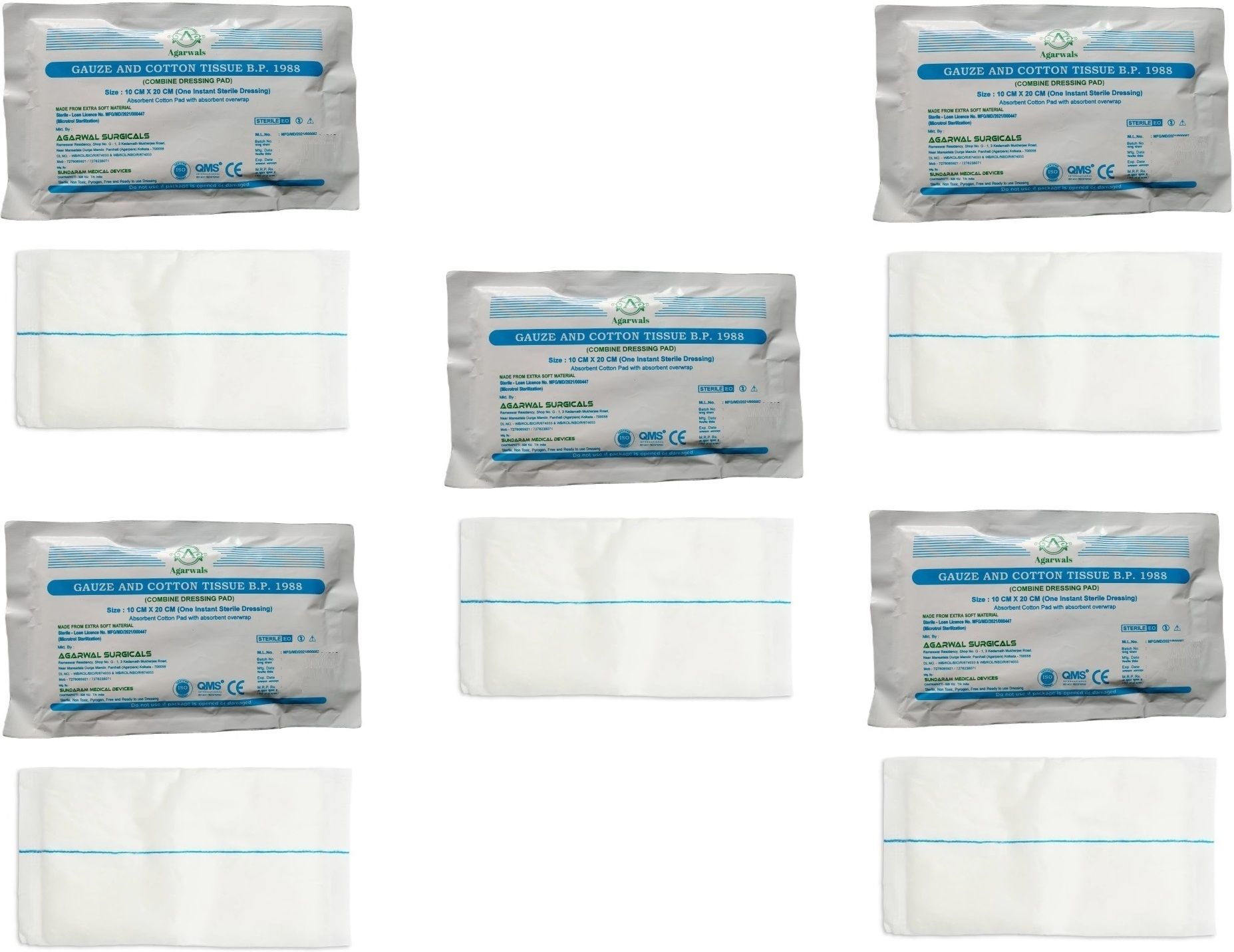 agarwals Premium Sterile Combine Dressing Surgical Pad 10CM x 20CM (Pack of 5) Interactive dressings Medical Dressing-picture-27