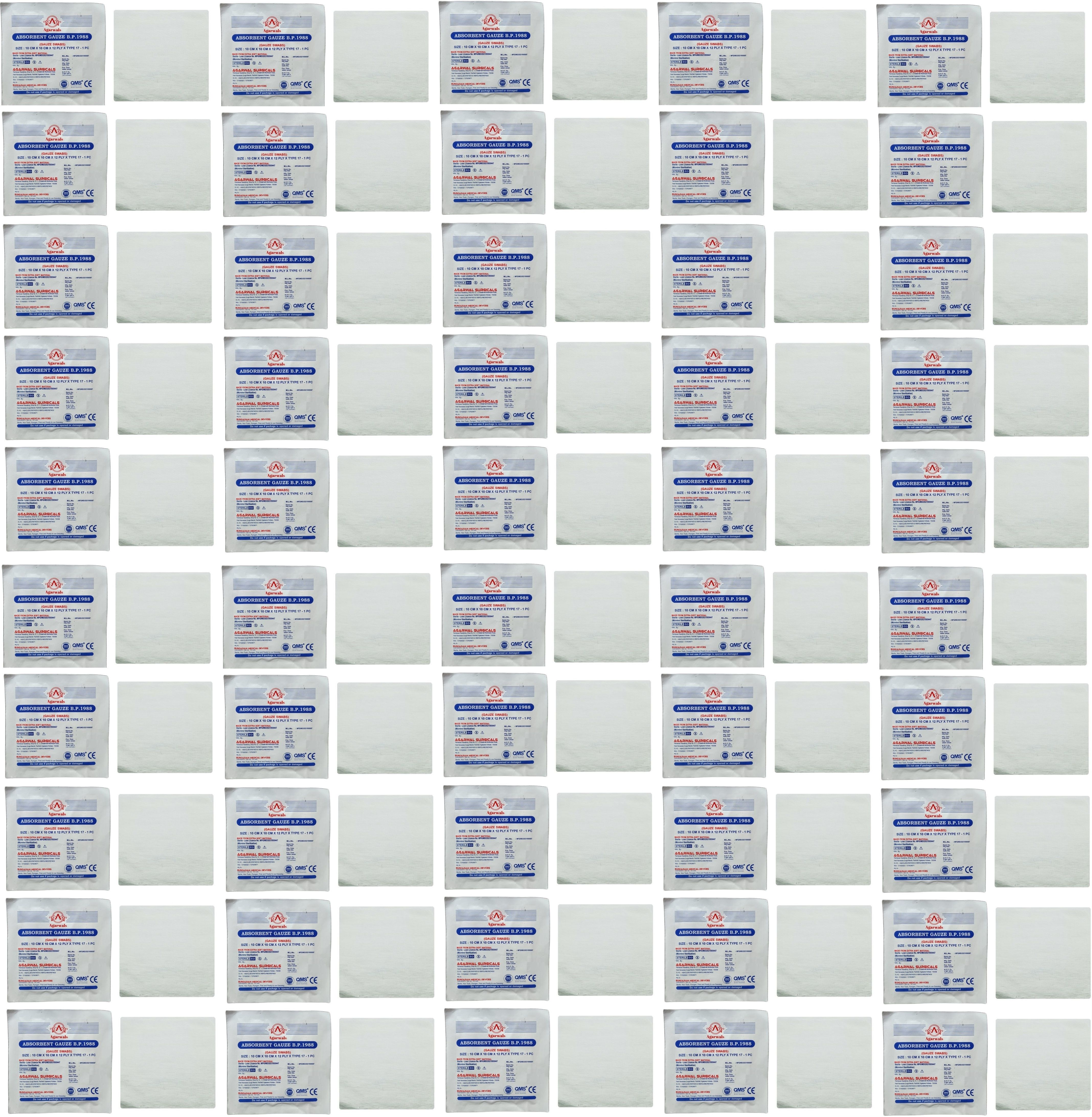 Absorbent Gauze Swabs Sterile 10 cm X 10 cm X 12 ply (Single Pack) - 50 Pack Gauze Medical Dressing