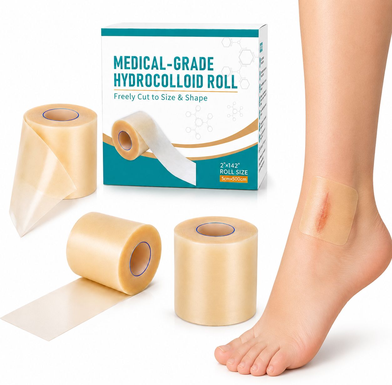jaaro Medical Hydrocolloid Dressing Tape for Blisters and Acne {5CM X 16 FEET} Hydrocolloid Medical Dressing-picture-24