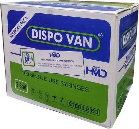 dispovan 2.5 ml Syringe (Pack of 100 pcs) Medical Needle image 1