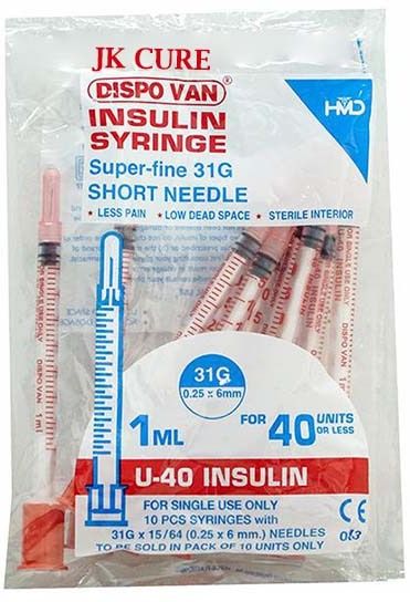 BD Glide 6mm Needle Insulin Syringes For Diabetics. (10 Units) Medical Needle