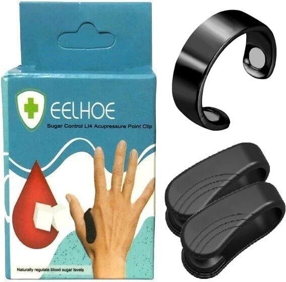 3pc sugar control set acupressure 1 pc ring & 2 pc clip for blood sugar balance medical reacher & grabber