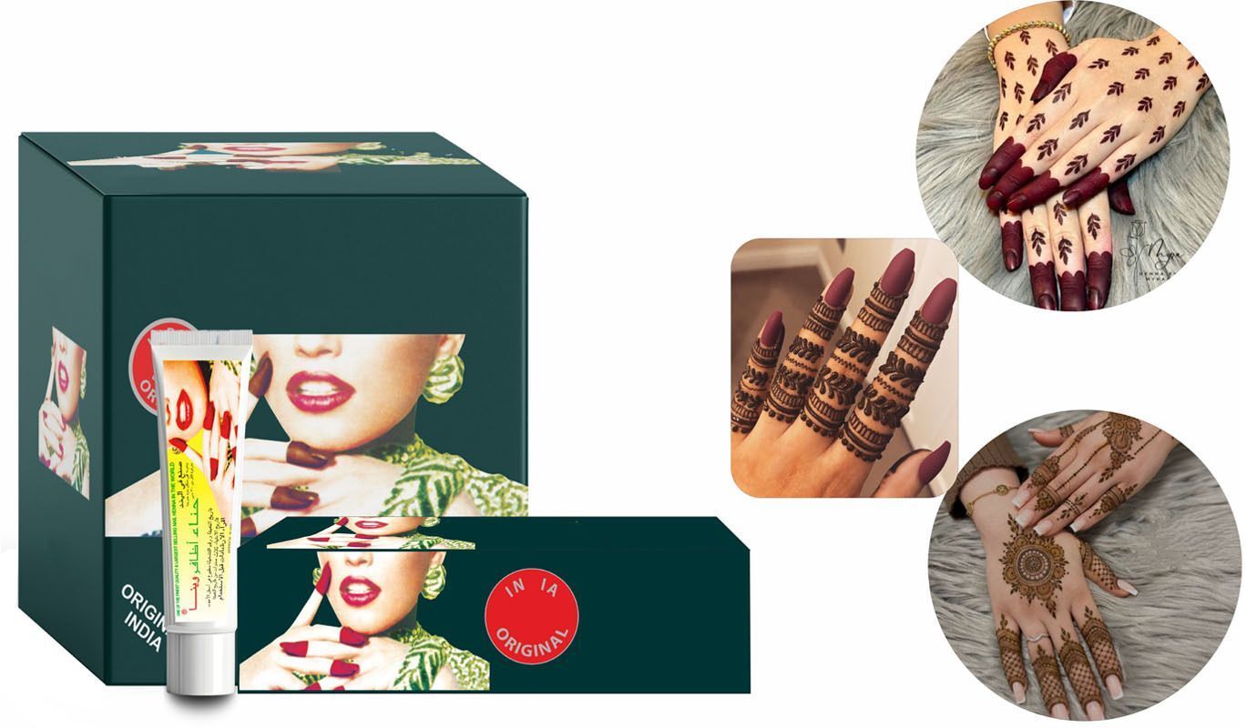 Instant Dark Red Mehendi Tattoo Paste Tubes (12pieces In Each Box)-image-32