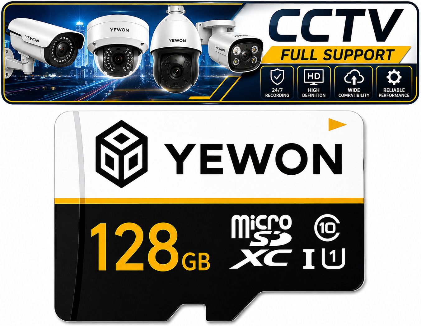 YEWON 128GB Memory Card Cctv Support A1 128 GB MicroSD Card Class 10 100 MB/s Memory Card Compatible with Camera, Computer, Gaming Console, Mobile, Tablet-image-49