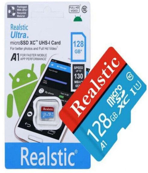 Realstic 128GB-Rl-mmc-A6 Ultra 128 GB MicroSDXC Class 10 130 MB/s Memory Card Compatible with Camera, Computer, Mobile, Tablet