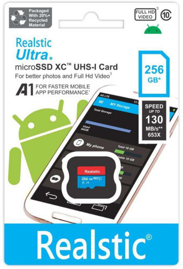 Realstic 256GB-Rl-mmc-054 Ultra 256 GB MicroSDXC Class 10 130 MB/s Memory Card Compatible with Camera, Computer, Mobile, Tablet image 1