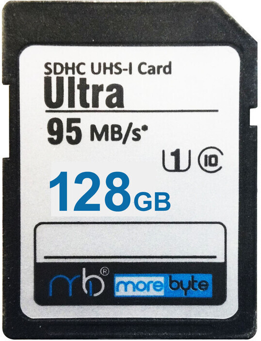 MOREBYTE MBSDHC1057 Ultra 128 GB SDHC UHS-I Card UHS Class 1 100 MB/s Memory Card Compatible with Camera, Computer image 1