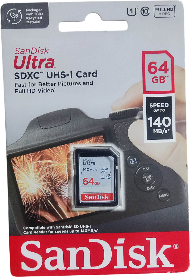 camerachip 64 GB Fast Ultra 64 GB SDXC UHS-I Card UHS Class 1 140 MB/s Memory Card Compatible with Camera, Computer image 1