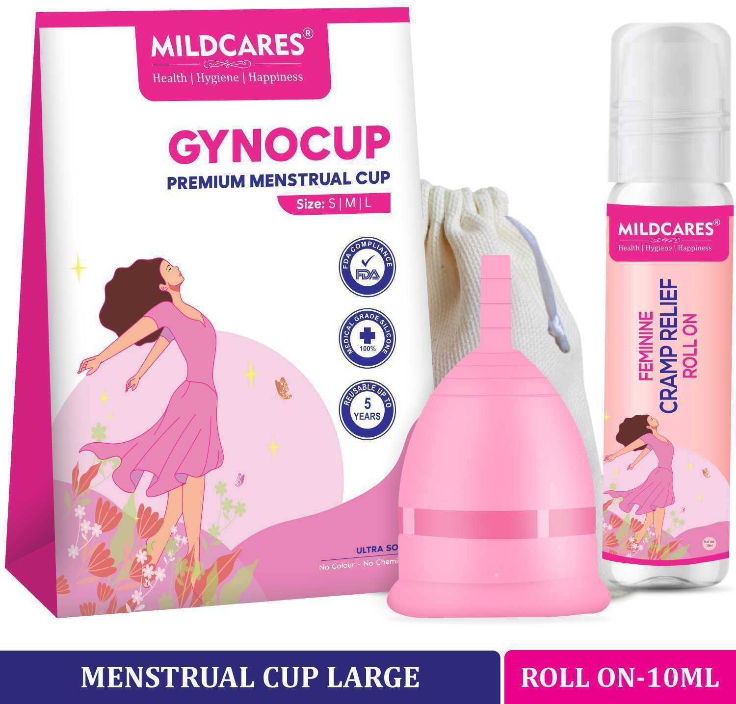 gynocup Large Reusable Menstrual Cup Combo Kit- Reusable Menstrual Cup- Large Size with Feminine Cramp Relief- 10ml Roll On-picture-16