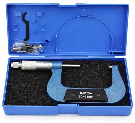 Manual Outside Micrometer 50–75 mm, Stainless Steel Gauge, 0.01 mm Accuracy Micrometer Screw Gauge