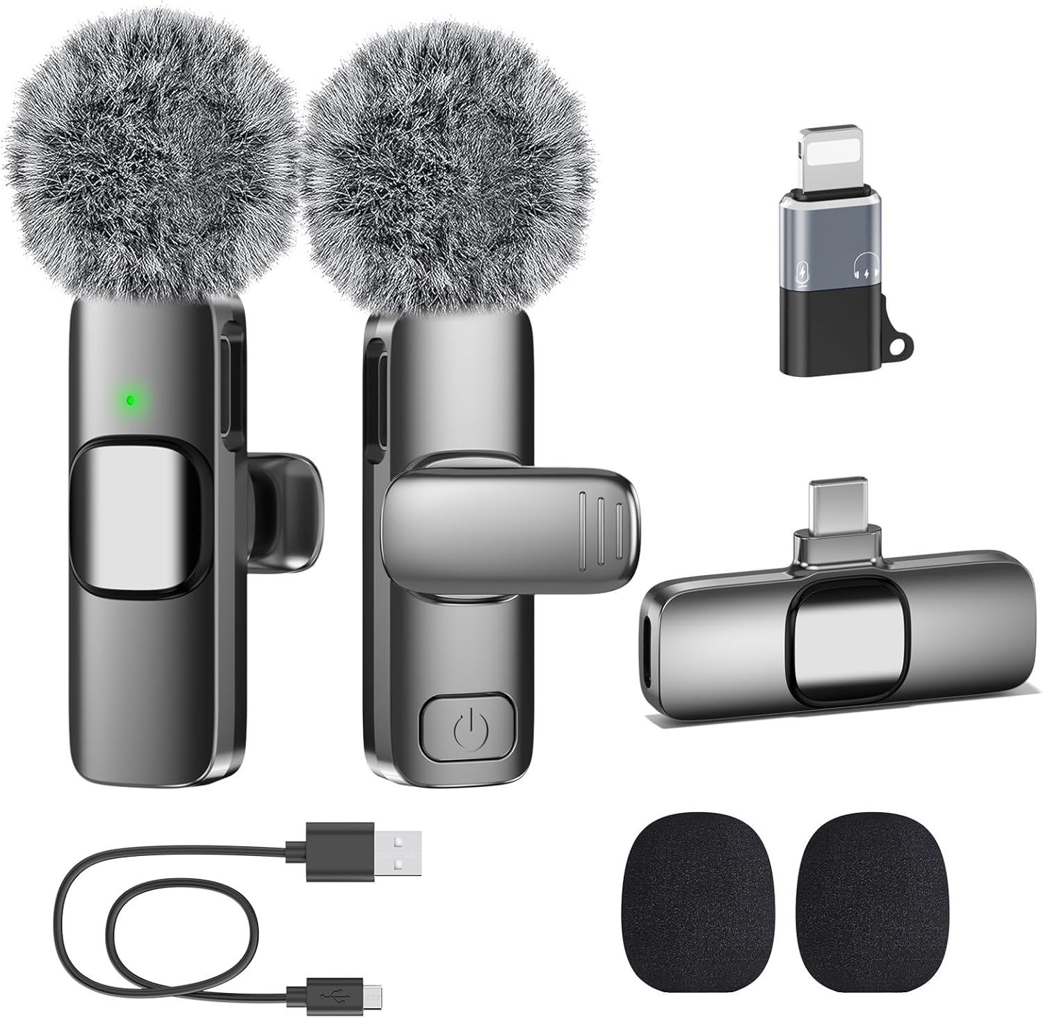 suicune Microphones for Video Recording, Clip on Dual Mics with Noise Reduction Wireless Microphone-picture-1