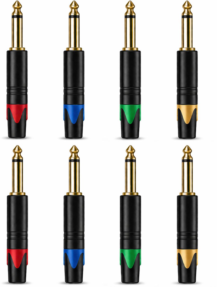 amg music 6.35mm 1/4 Inch Mono Wire Connectors Audio Plugs TS Plugs Solder Type for Guitar Solderable Audio Connector for Amplifiers, Mixers, and Pro Sound Equipment (8)-picture-6