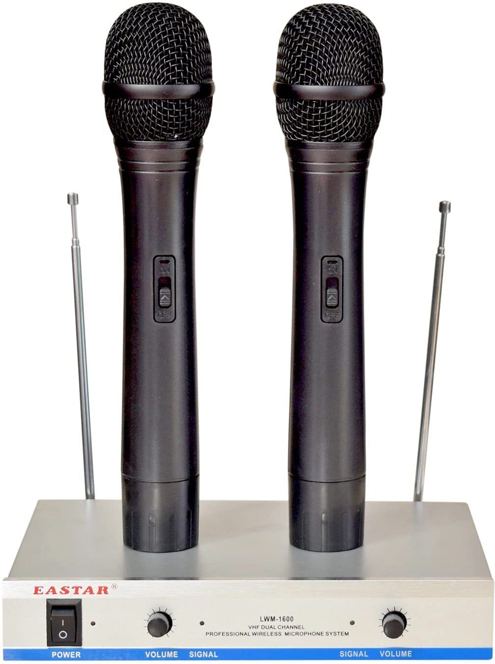 LWM1600 Dual Cordless 2-In-1 VHF Dual Handheld Wireless Microphone with Receiver LWM-1600 VHF Professional Wireless Microphone System Dual Channel Eastar Cordless Indoor, Outdoor PA System-image-6