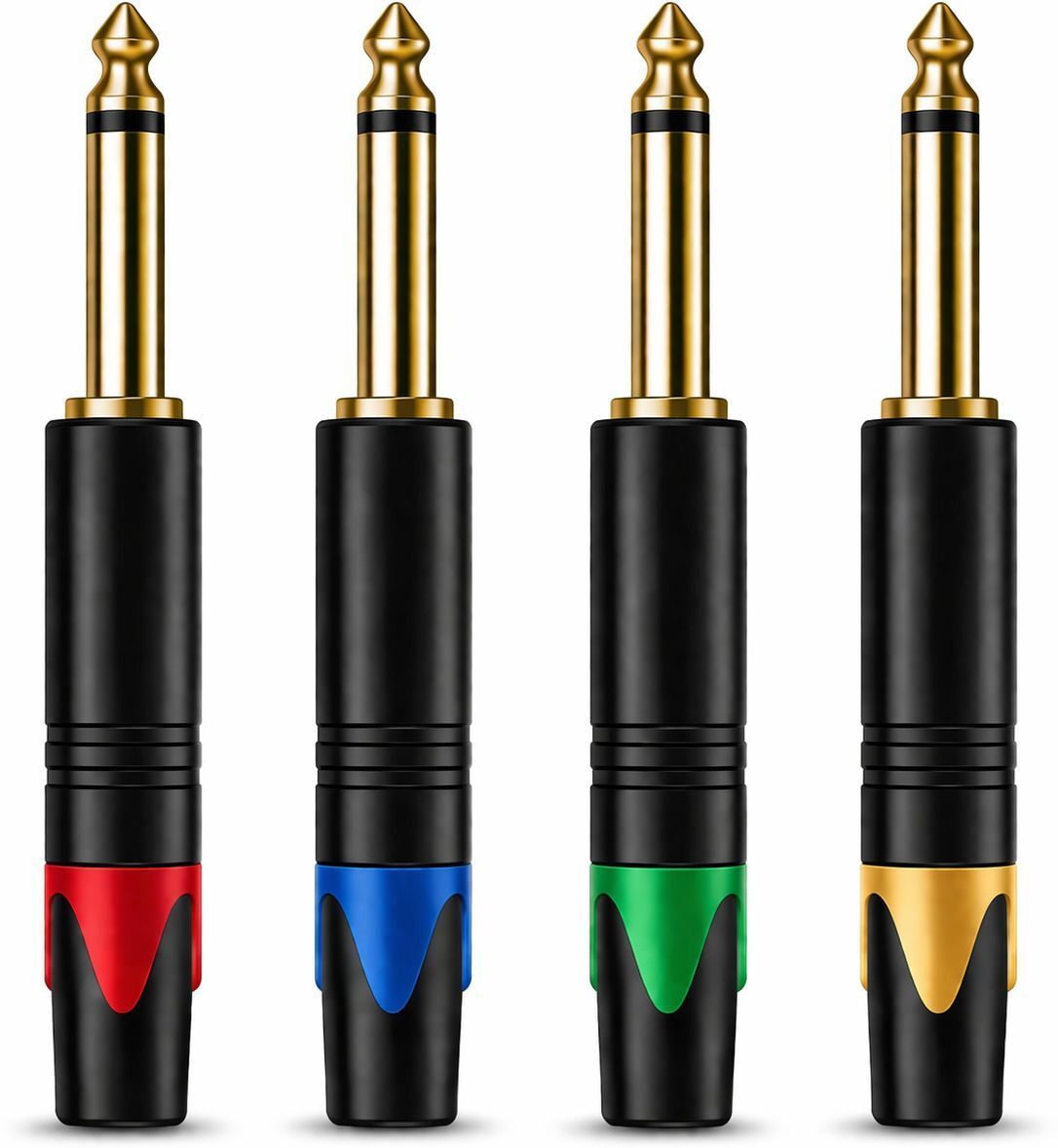 mocking bird 6.35mm Jack Connector Pack of 4, 1/4 Inch TRS Gold Plated Audio Plug Conector Connector-picture-3