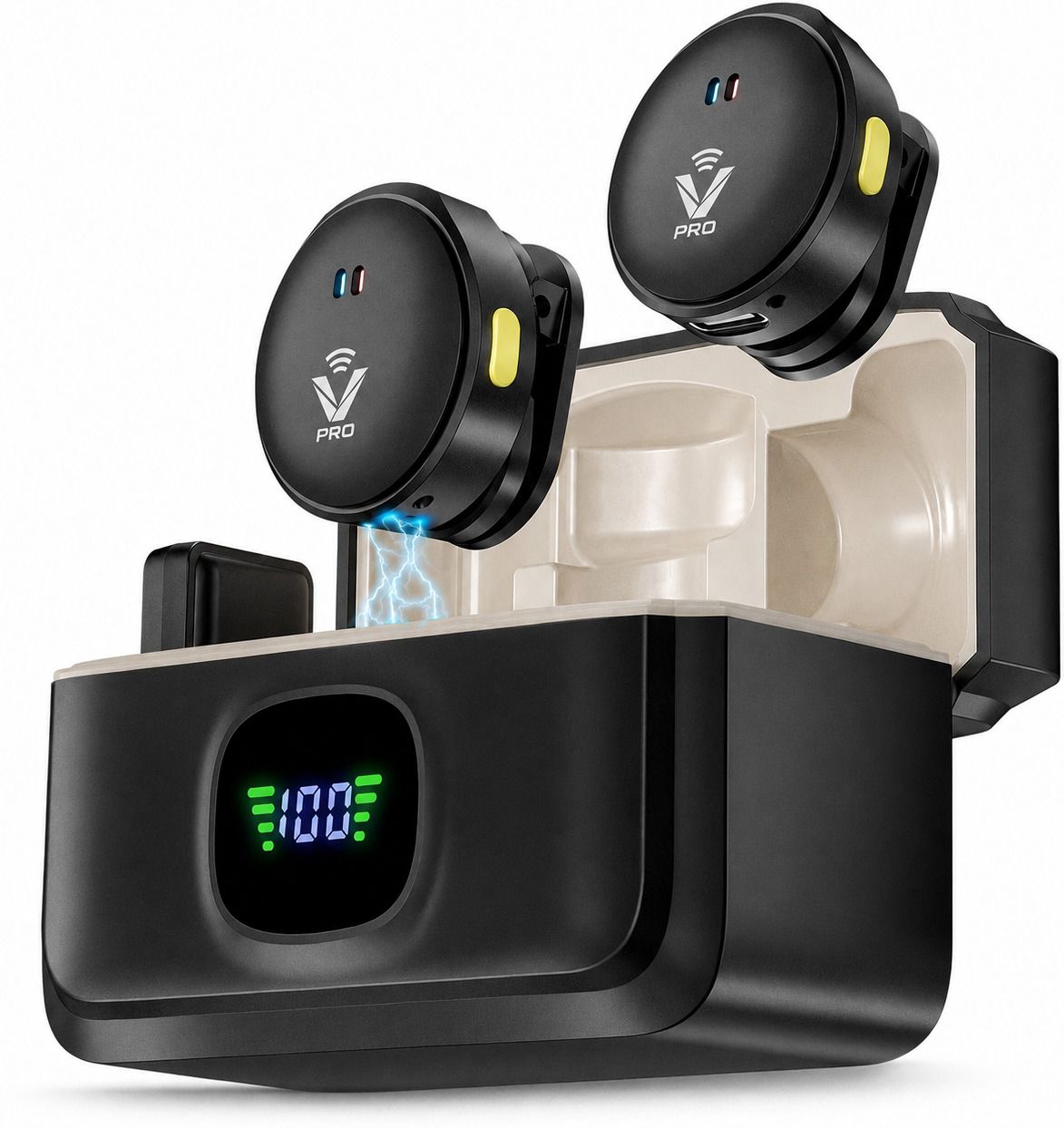 v pro Wireless Magnetic Lavalier Microphone with Charging Case Type-C & iOS Compatible Dual Mic for Video Recording, Interview, Vlogging & Live Streaming-picture-38