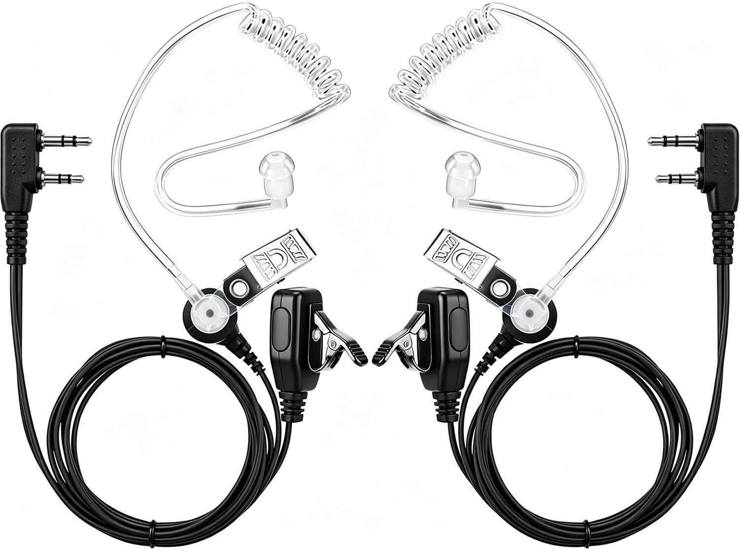 elephantboat Two Pack Walkie Earpiece with Mic for Two Way Radios Acoustic Tube Microphone-picture-3
