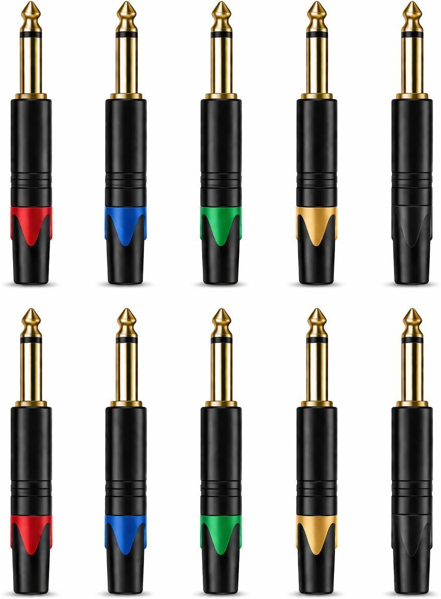 mocking bird 6.35mm Jack Connector Pack of 10, 1/4 Inch TRS Gold Plated Audio Plug Conector XLR Connector-picture-4