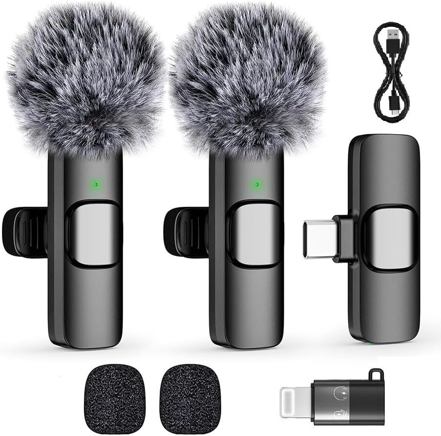 suicune Lavalier Microphone for Phone Android, 2 Mini Lapel Microphones Wireless Microphone-picture-2