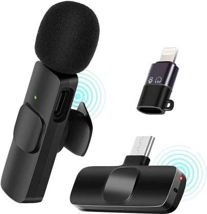 K8 Wireless Microphone Video Recording with Noise Cancellation Mic Supports Type-C Android & iPhone Plug and Play/No Bluetooth