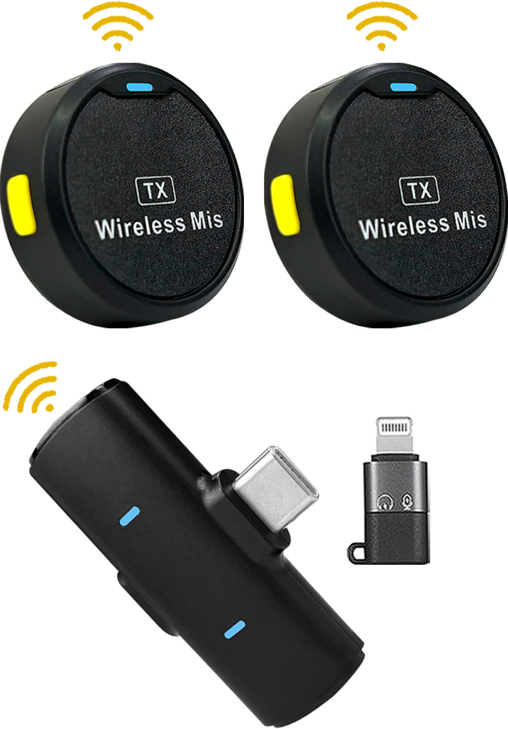 moozmob Round Wireless Mic with Cancellation for Type C Mobiles & Collar Microphone image 1
