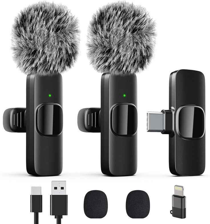 Dual Wireless Mic with Fur Noise Reduction Microphone for Vlogs Video Recording Microphone-image-7