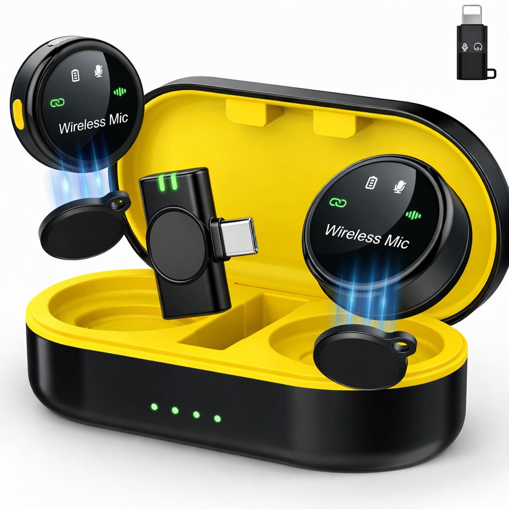 primate Wireless Lavalier Mic with Charging Case, Noise Cancel, 70FT Range Microphone-picture-17