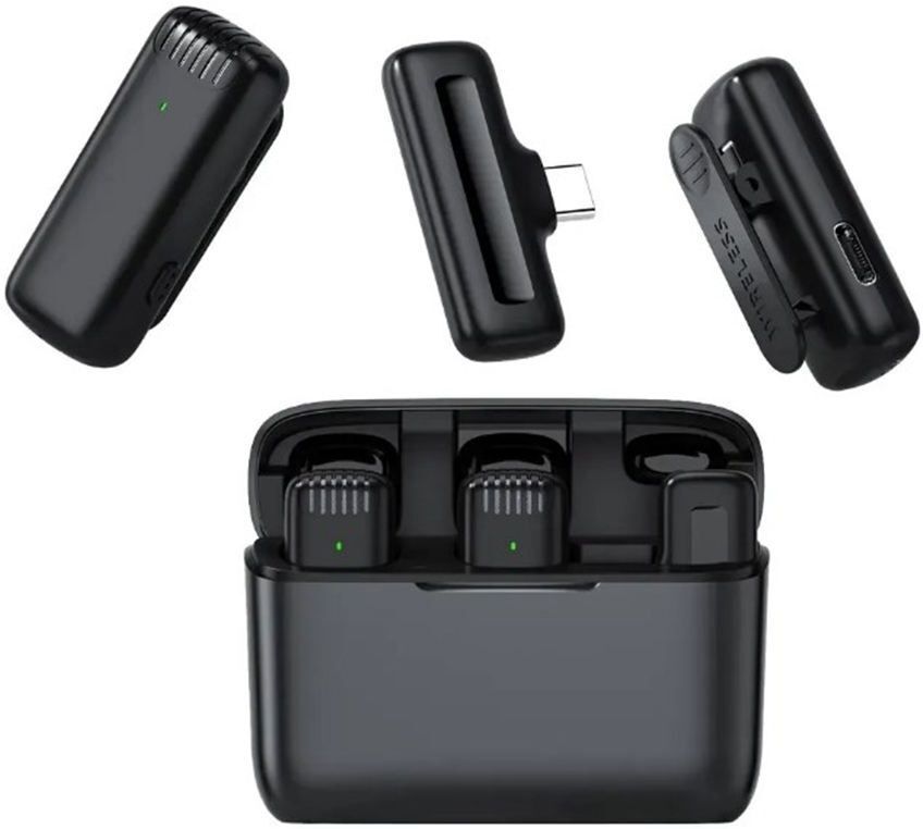 RV Enterprises J13 Dual Wireless Mic with Charging Case for Vlogging For Type C Camera Microphone-picture-15