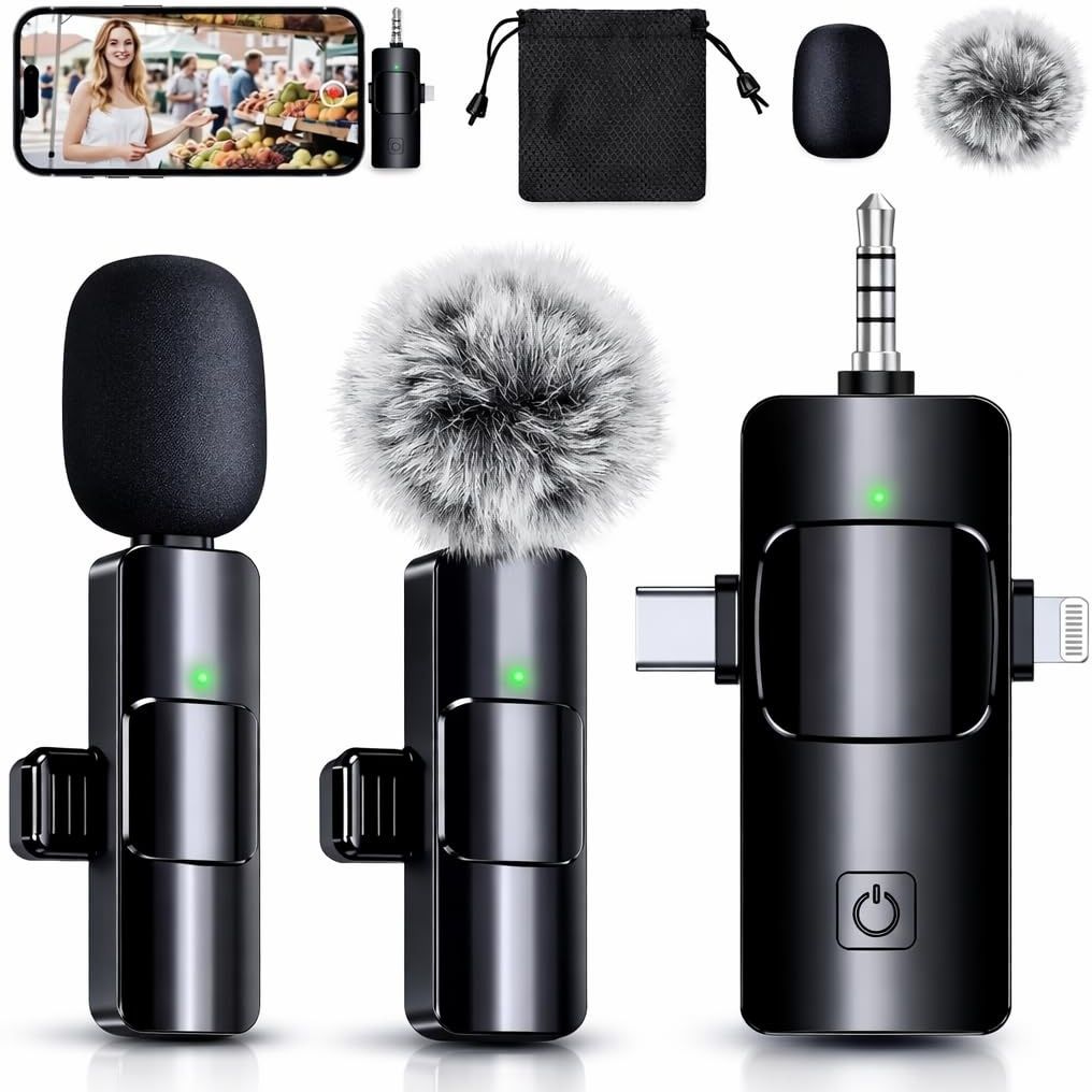 primate X11 3-in-1 Wireless Lavalier Mic for iPhon-e Android DSLR with Noise Reduction Microphone-picture-10