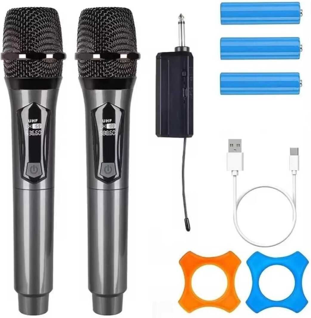 Dual Wireless Microphone System Cordless Dynamic Mic,Rechargeable Receiver UHF Microphone-image-19