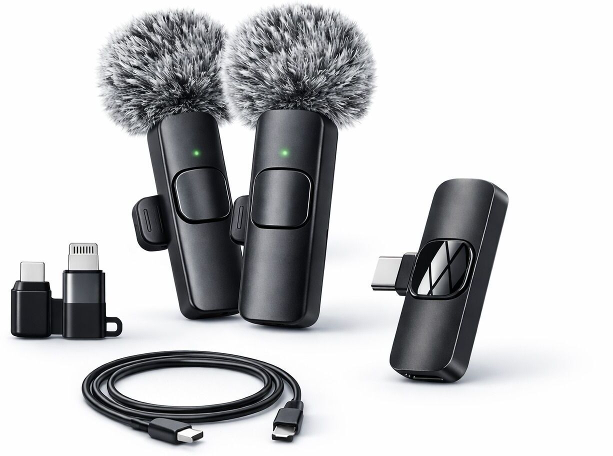 Dual Wireless Microphone Set for Mobile Recording | Noise Cancelling Mic Kit Microphone-image-20