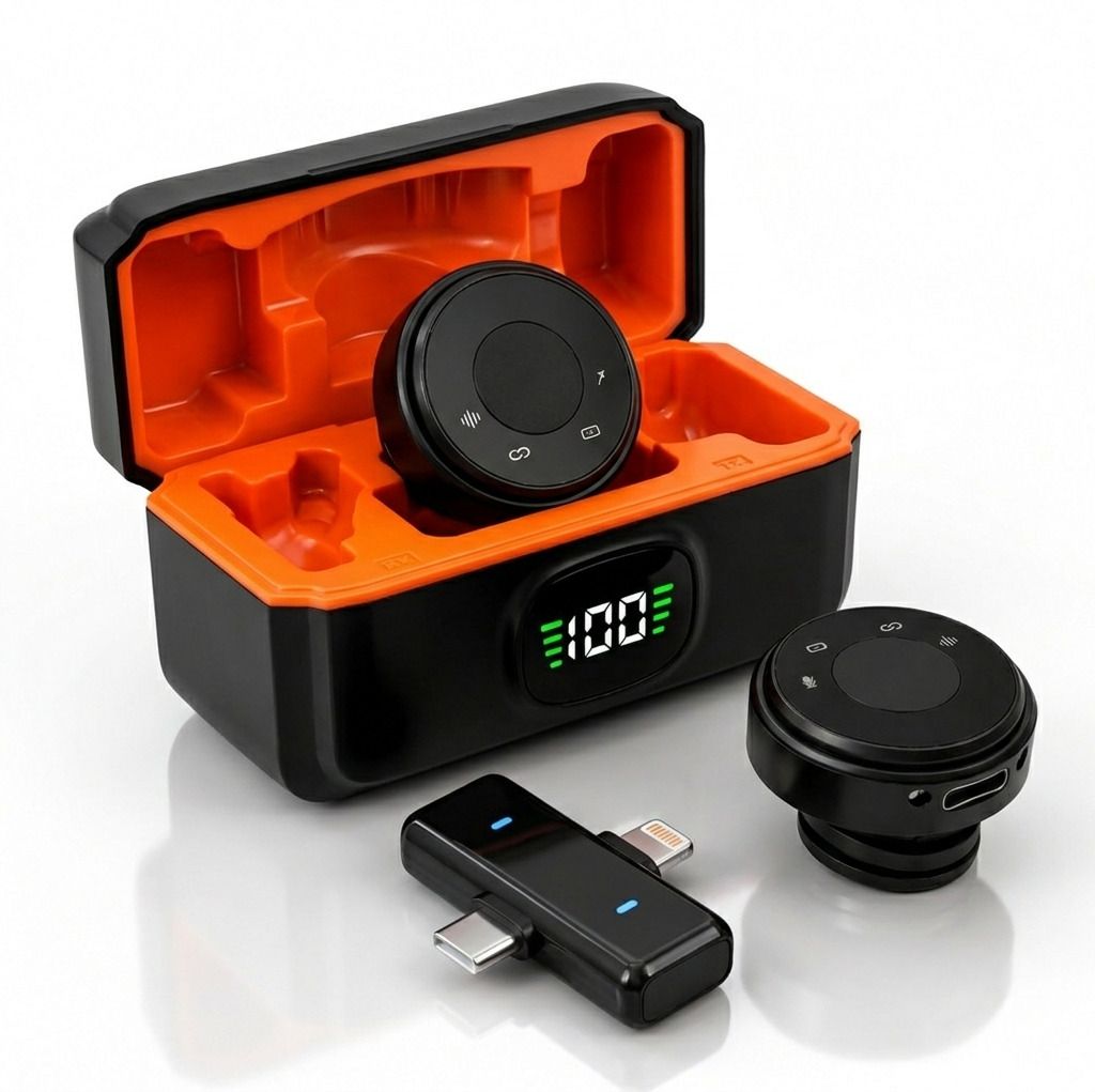 mmak Premium Dual Wireless Lavalier Microphone with Smart ANC & Charging Case (Black) Microphone-picture-0