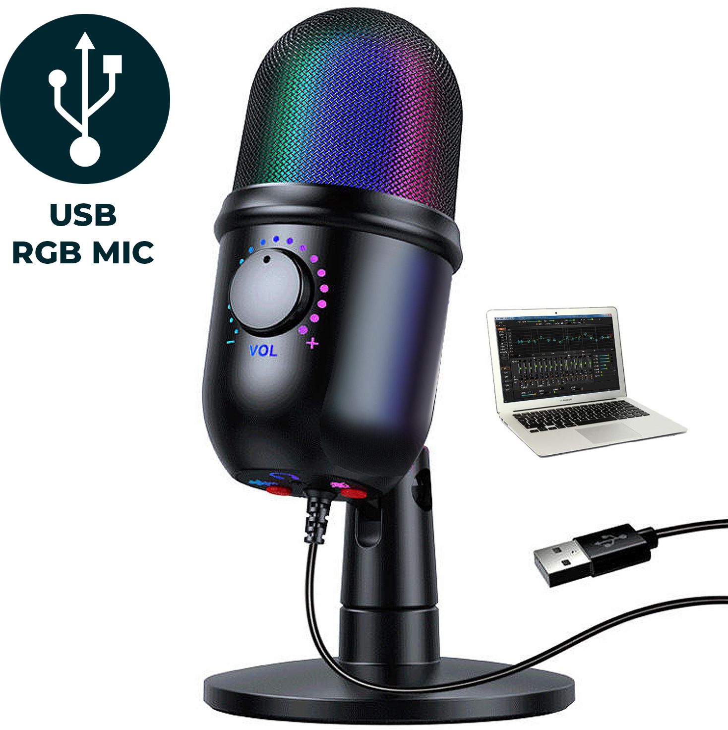 wrader Wired USB Studio Recording Mic Full Setup for Podcast Recording Youtube Singing Microphone-picture-37