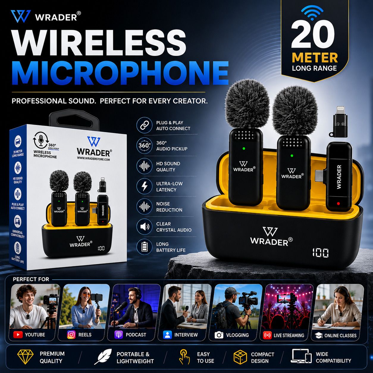 Wireless Mic with Muff Noise Cancelling Mike for Vlogging ASMR Video Recording Microphone-image-47