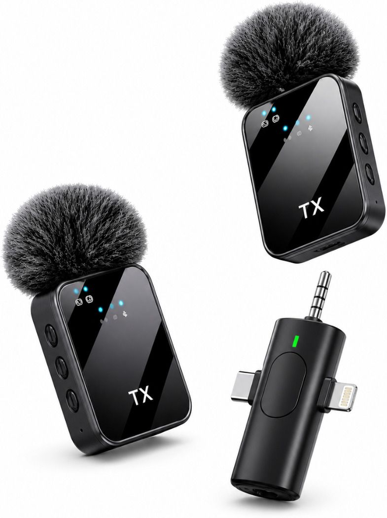 fitric Dual Wireless Lavalier Microphone with Noise Cancellation for Mobile & Camera Microphone-picture-31