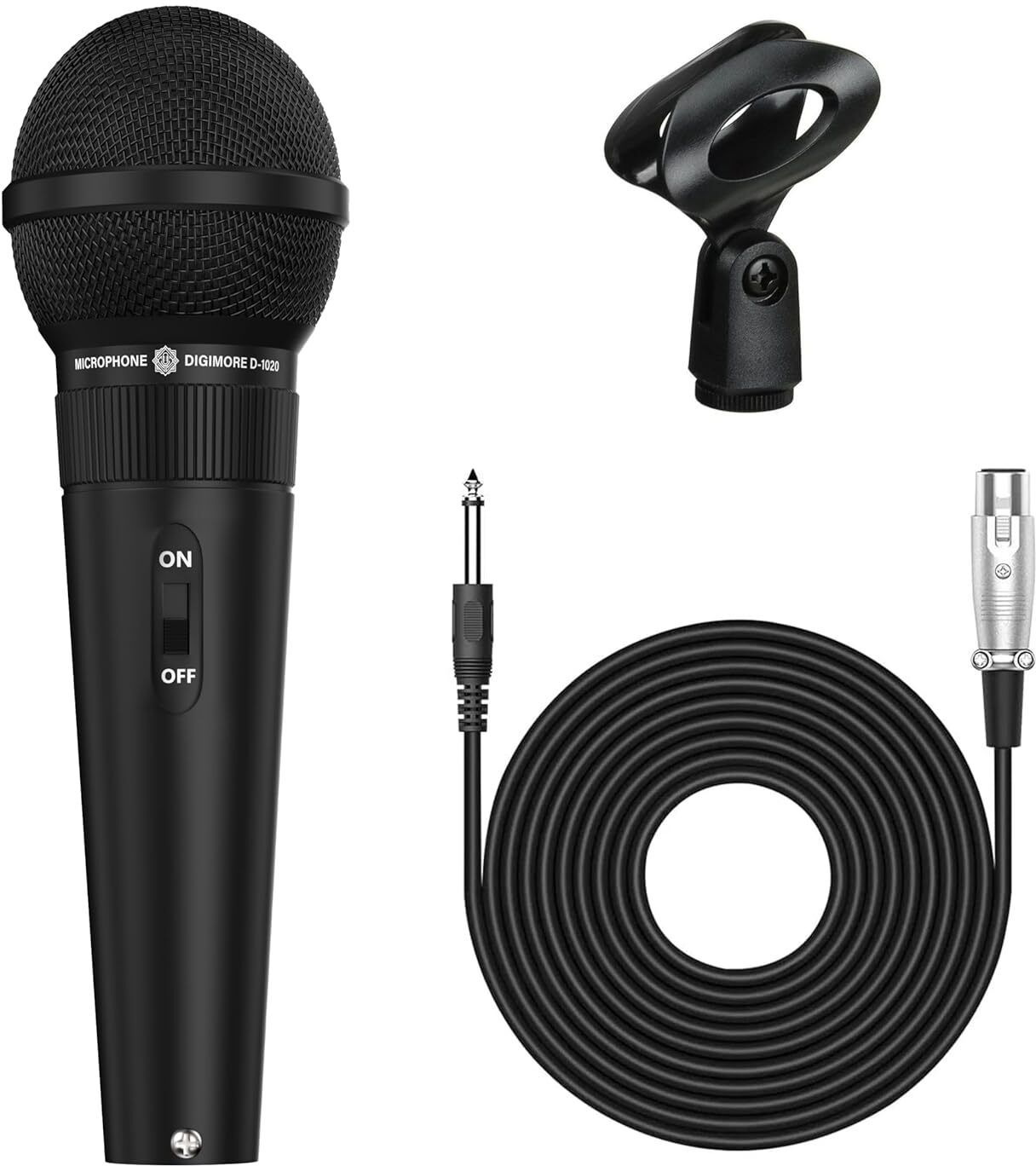 D-1020 Cardioid Dynamic Mic with 20ft XLR Cable & Holder for Vocals & Singing Microphone-image-1