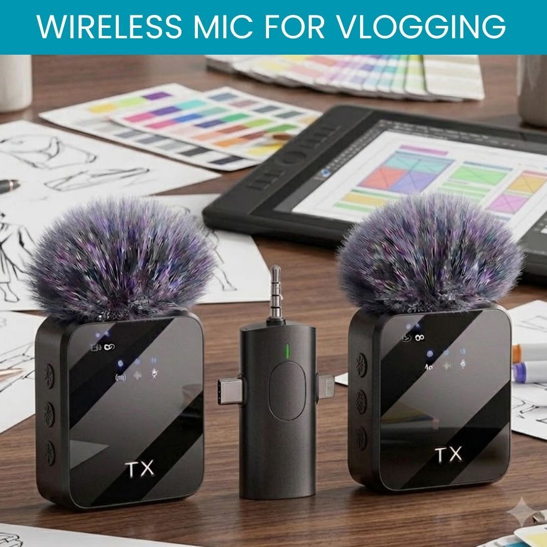 clairbell Dual Wireless Mic for YouTube with ANC & 20M Clear Audio DZ326 Microphone-picture-38