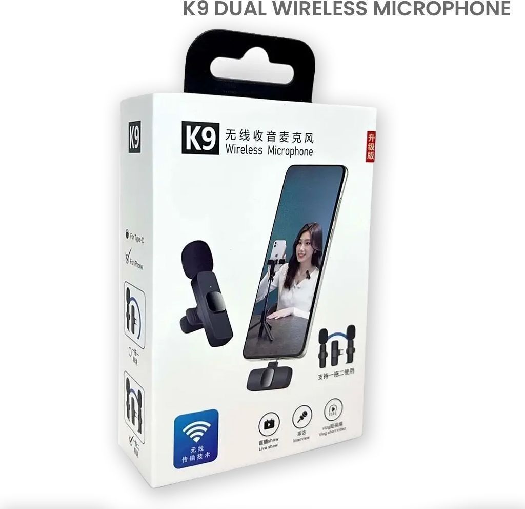 K9 Dual Wireless Microphone for Android & iPhone Best for Vrecording/Vlogging Microphone-image-4